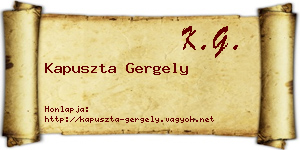 Kapuszta Gergely névjegykártya